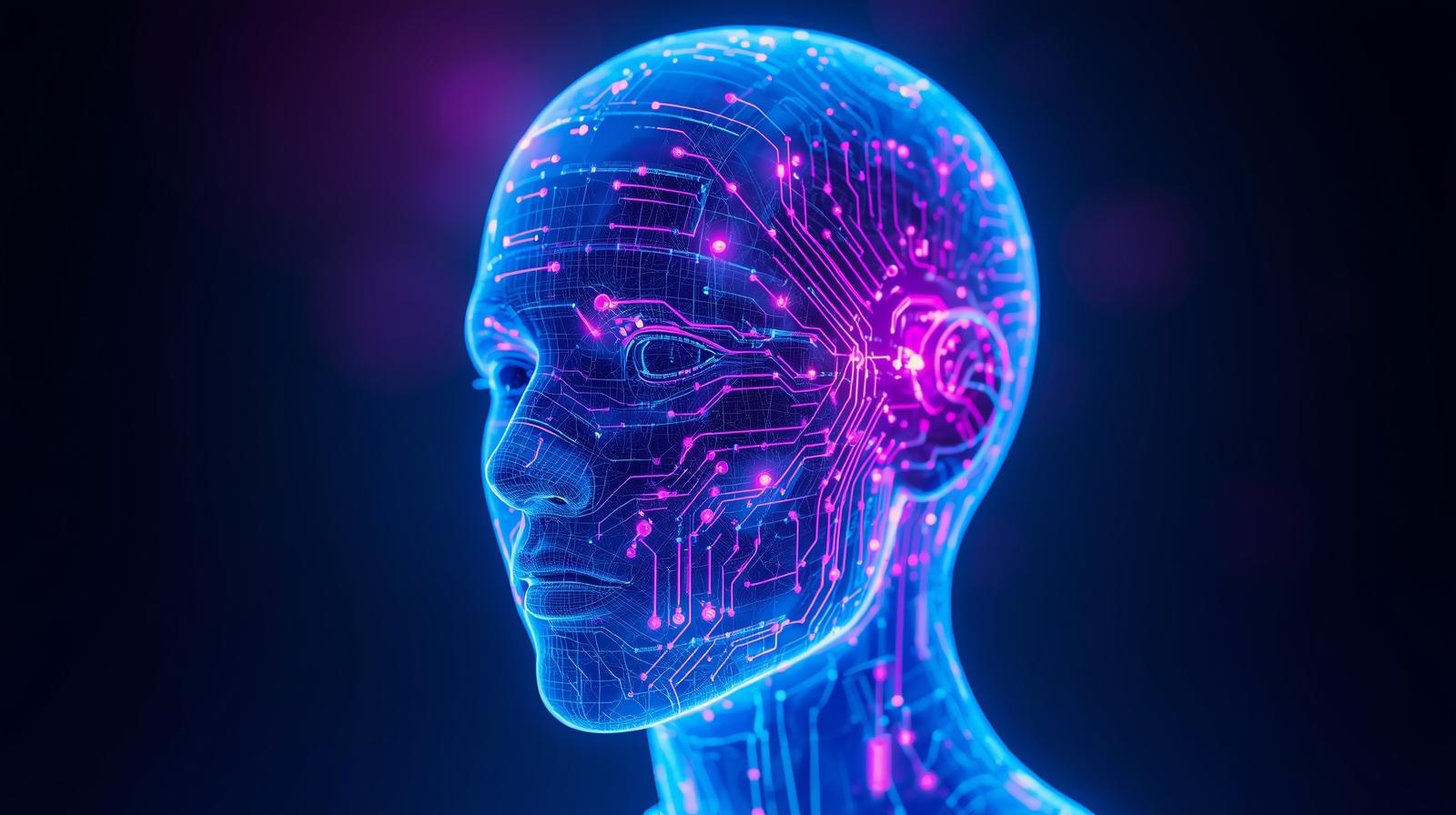 Glowing AI Head