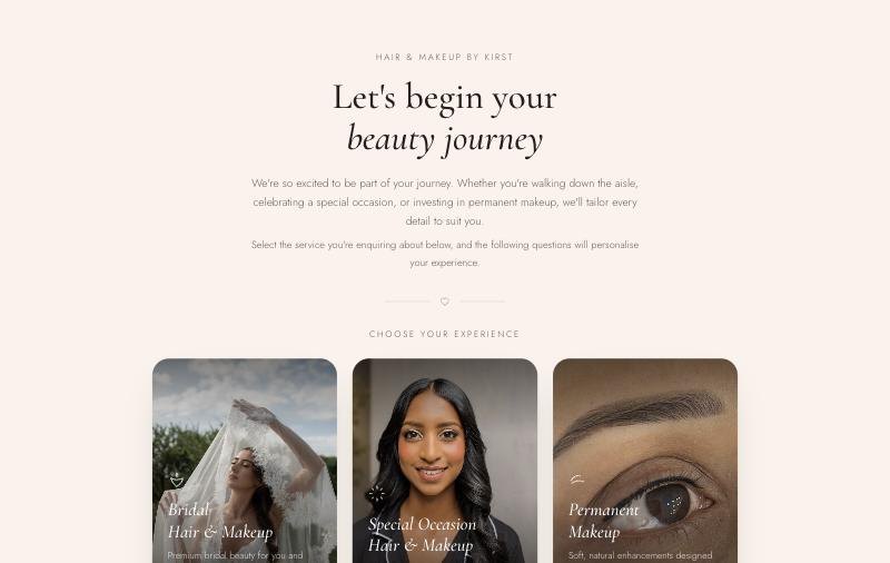 The Hair and Makeup by Kirst booking homepage